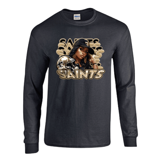 Unisex Short and Long Sleeve T-Shirt (Saints Girl Football)