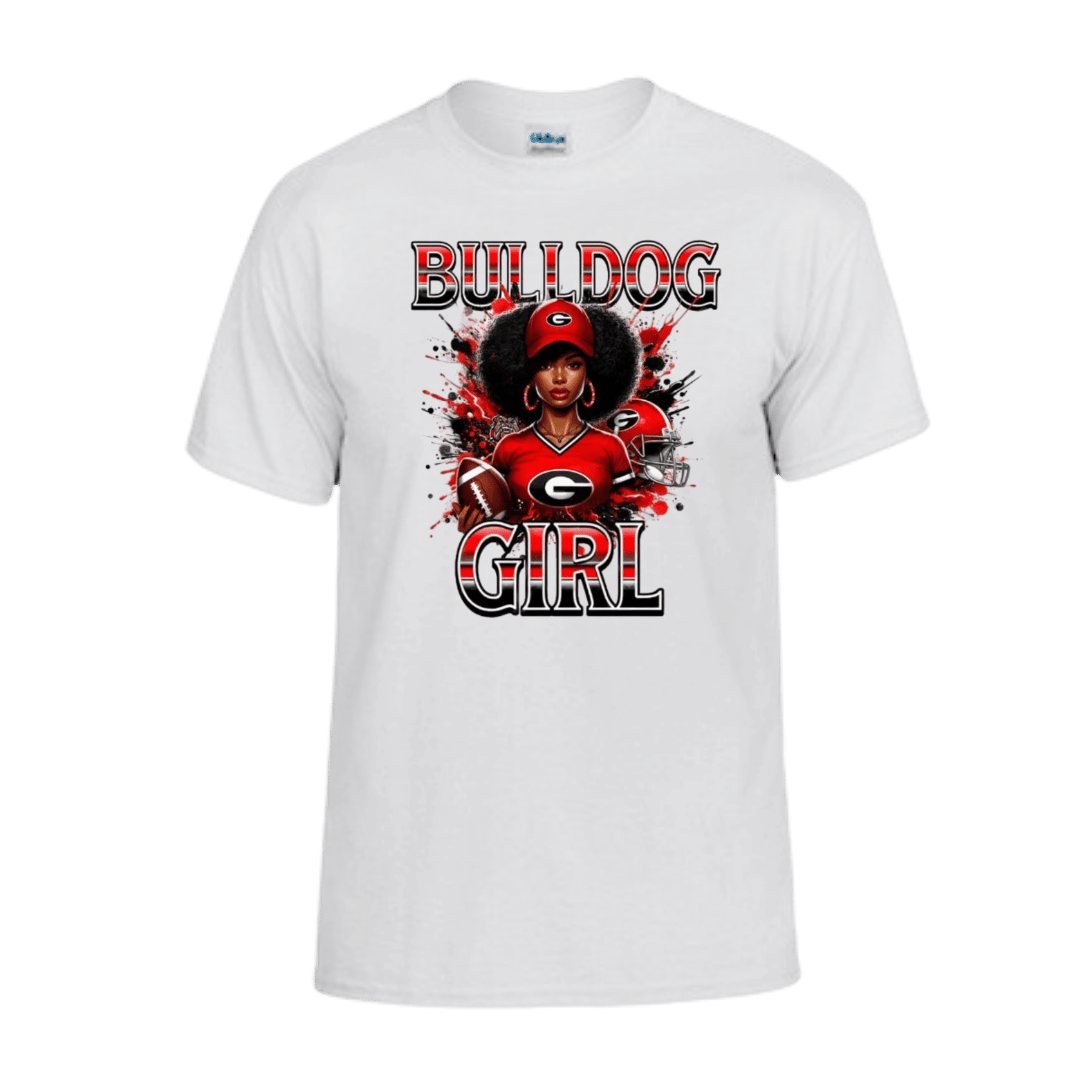 Unisex Short and Long Sleeve T-Shirt (Bulldog Football Girl Collection)