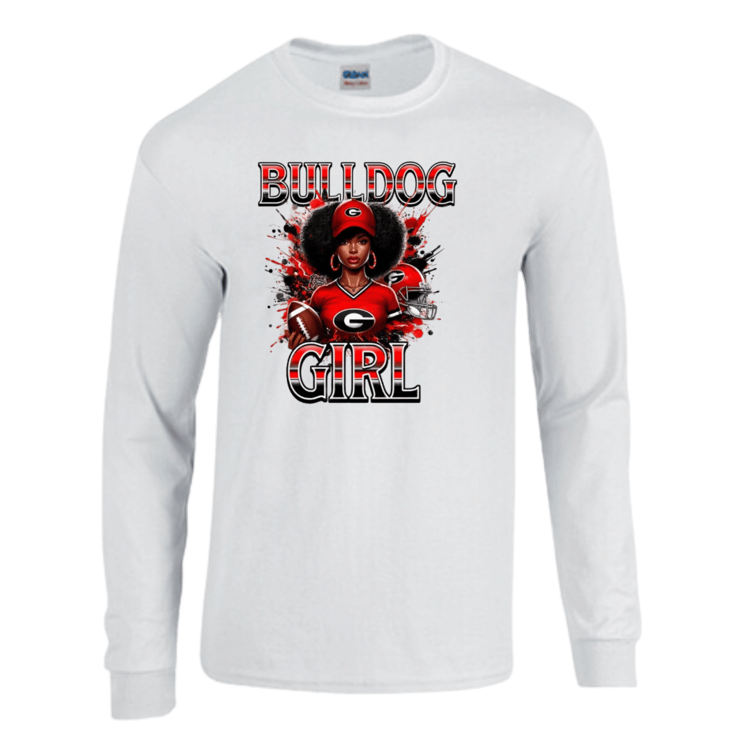 Unisex Short and Long Sleeve T-Shirt (Bulldog Football Girl Collection)