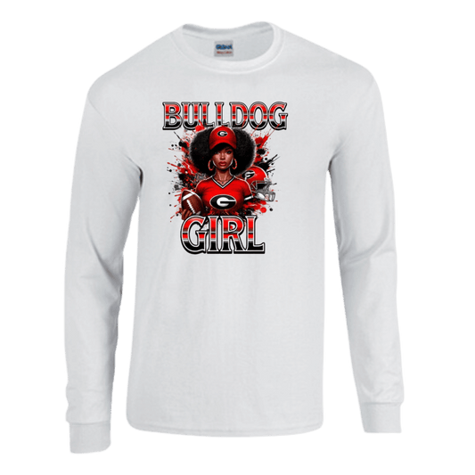 Unisex Short and Long Sleeve T-Shirt (Bulldog Football Girl Collection)