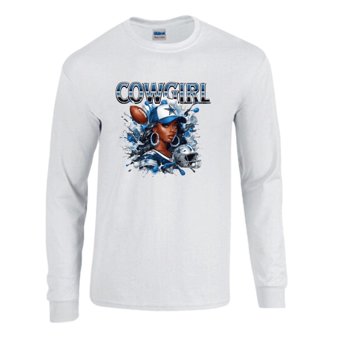 Unisex Short and Long Sleeve T-Shirt (Cowgirl Football Girl Collection)