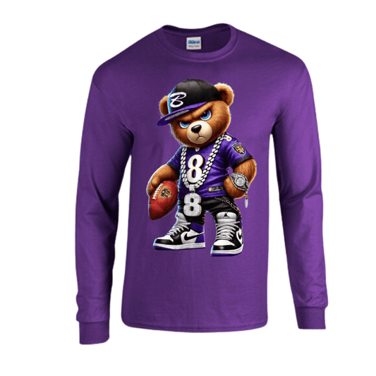 Unisex Short and Long Sleeve T-Shirt (Ravens Bear #8 Football)