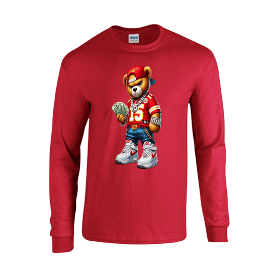 Unisex Short and Long Sleeve T-Shirt (Chiefs Bear #15 Football)